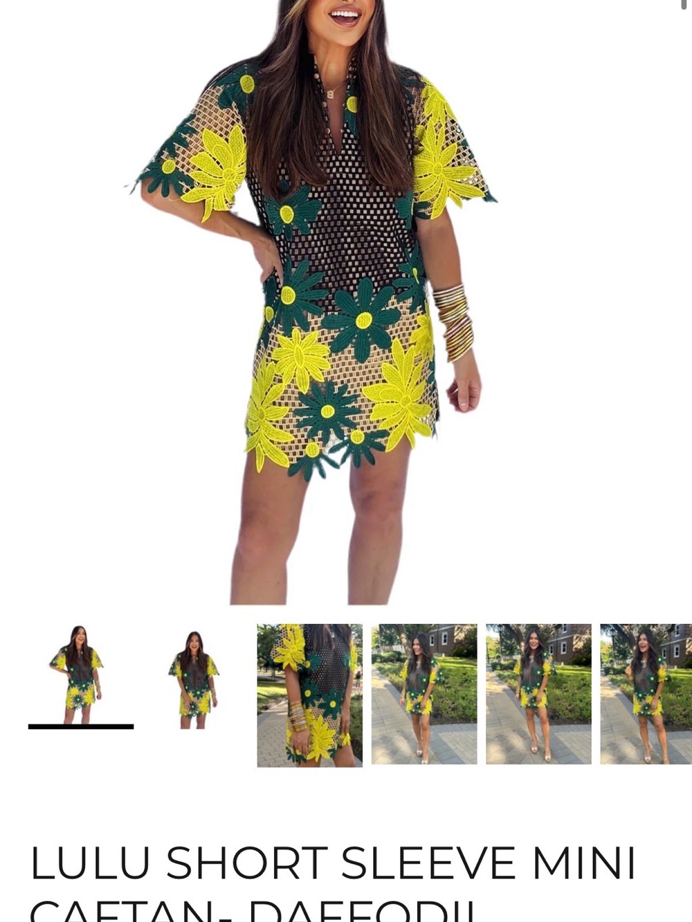 Buddy Love Yellow & Green Floral Crochet Midi Dress